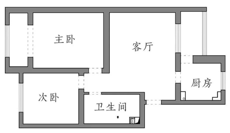 天津力天装饰87㎡北欧风格小户型装修效果图